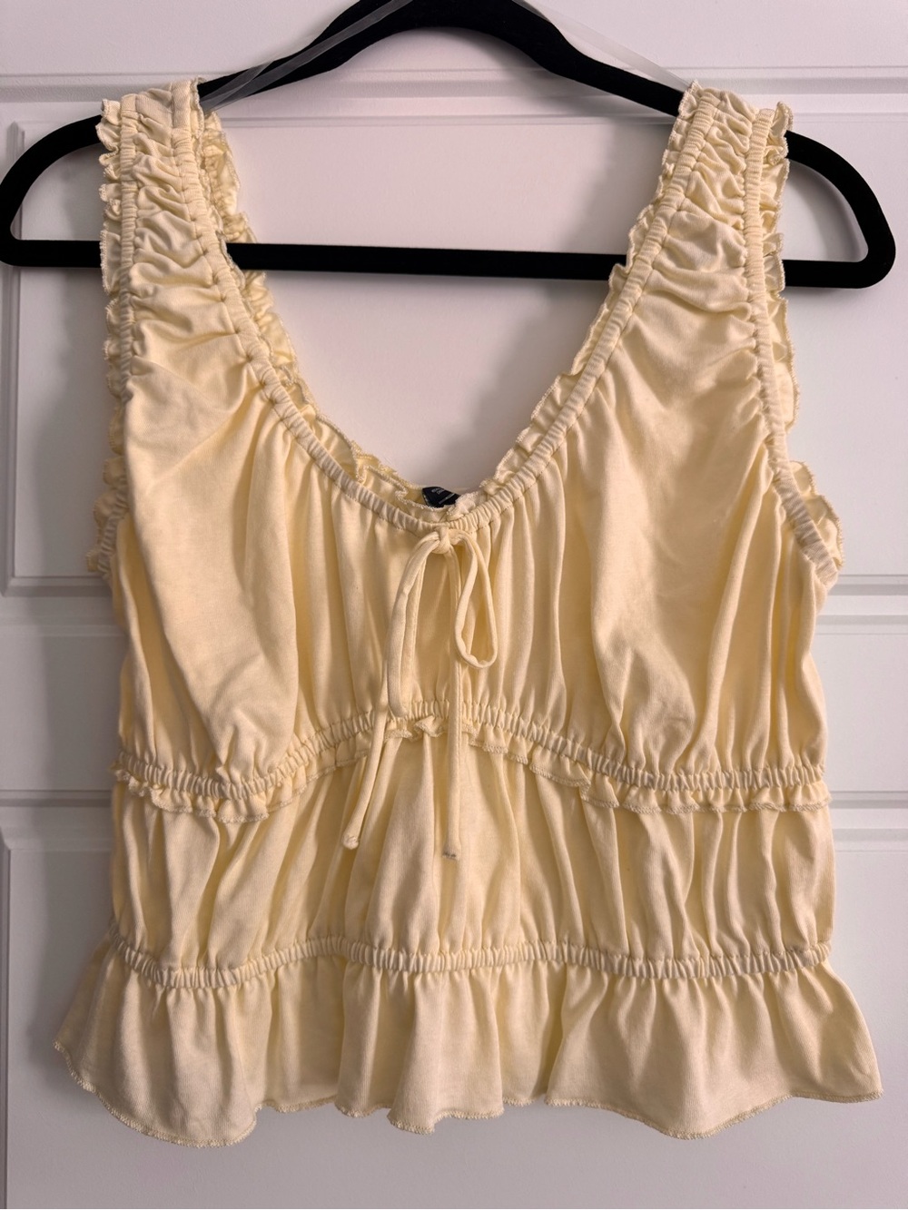 Butter Yellow Ruffled Women's Tank Top